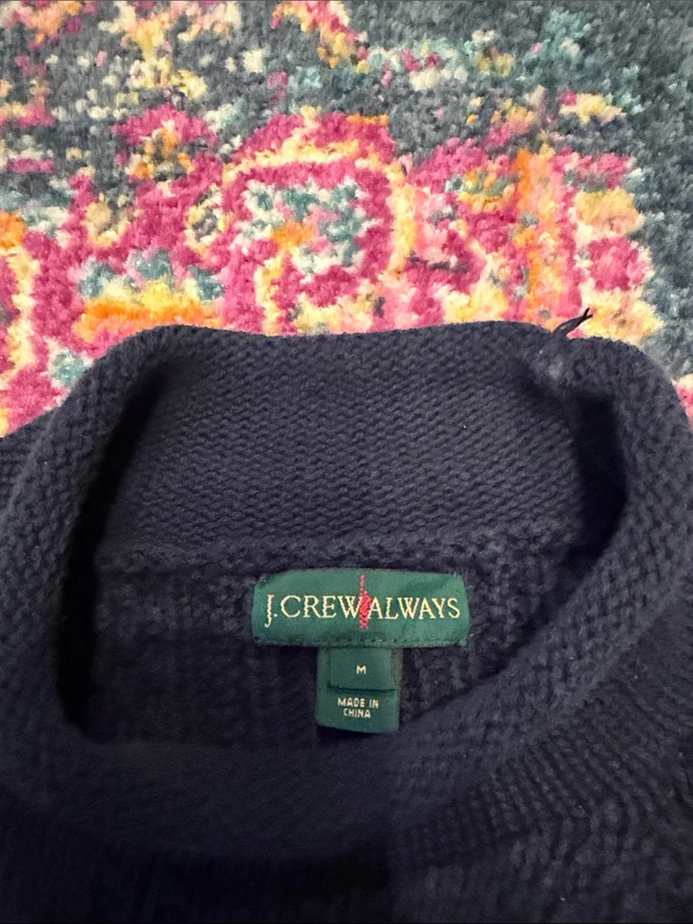 J. Crew Men's Black Cable-Knit Crewneck Sweater